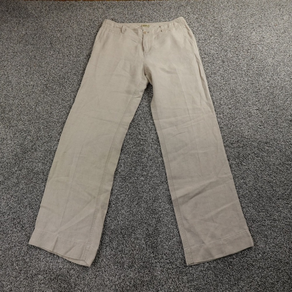 Y2K Eddie Bauer 100% Linen Wide Leg Pants Size 6 Coastal Minimalist